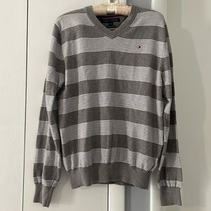 Tommy Hilfiger MENS small S/P striped gray long sleeve sweater